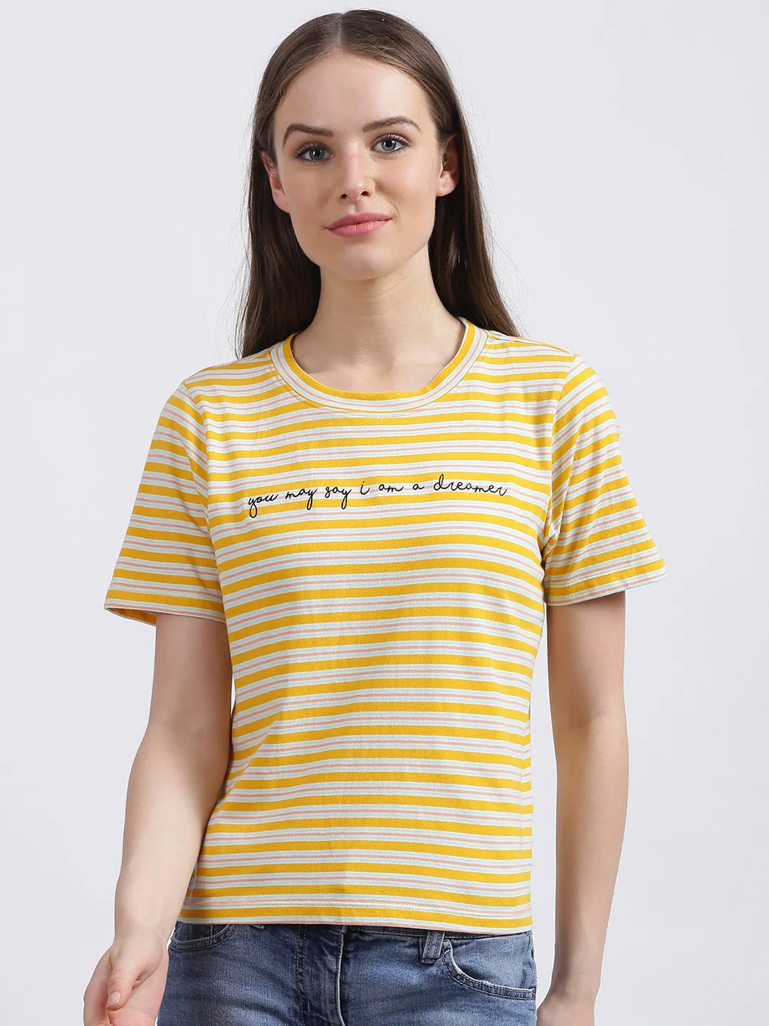 Yellow Striped Regular T-Shirt