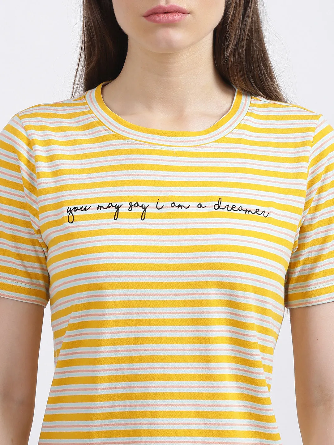 Yellow Striped Regular T-Shirt