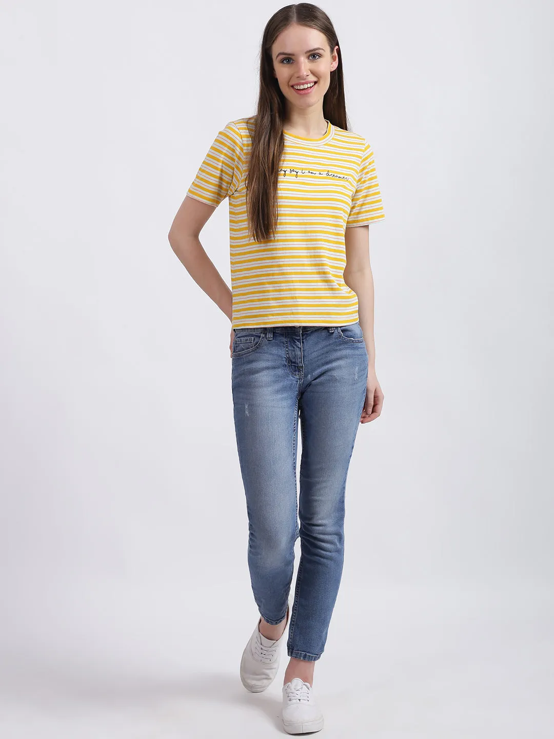 Yellow Striped Regular T-Shirt